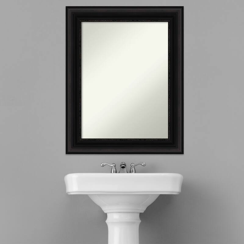 Non-Beveled Bathroom Wall Mirror - Parlor Black Frame