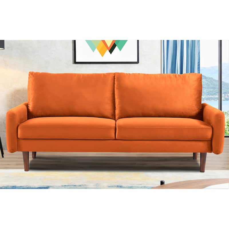 US Pride Furnitirue 70''W Tapered-Leg Velvet Sofa - Orange
