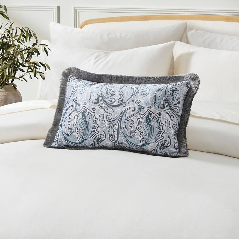 Ted Baker Paisley Fringe Decorative Pillow - 12" x 20" - Blue