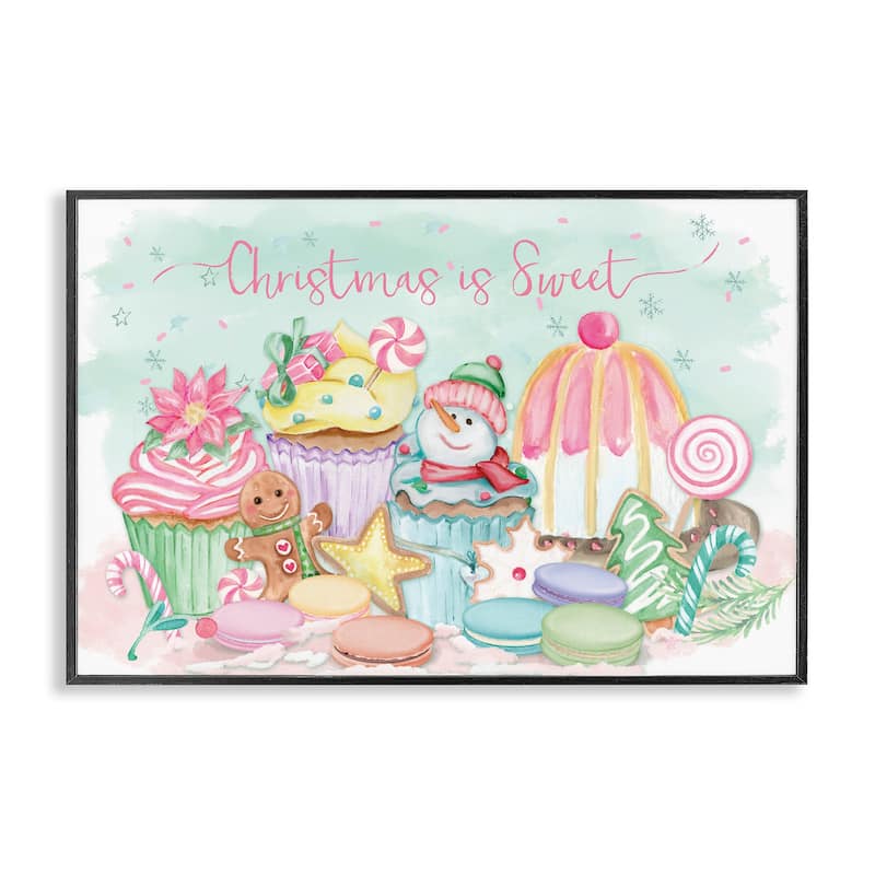 Stupell Christmas Is Sweet Festive Desserts Framed Giclee Art Design By Mollie B. - 18 x 12 - Black