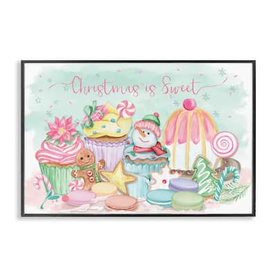 Stupell Christmas Is Sweet Festive Desserts Framed Giclee Art Design By Mollie B.
