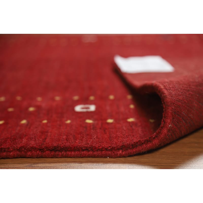Red Gabbeh Indian Rug Hand-Knotted Tribal Oriental Wool Carpet - 3'11" x 5'11"