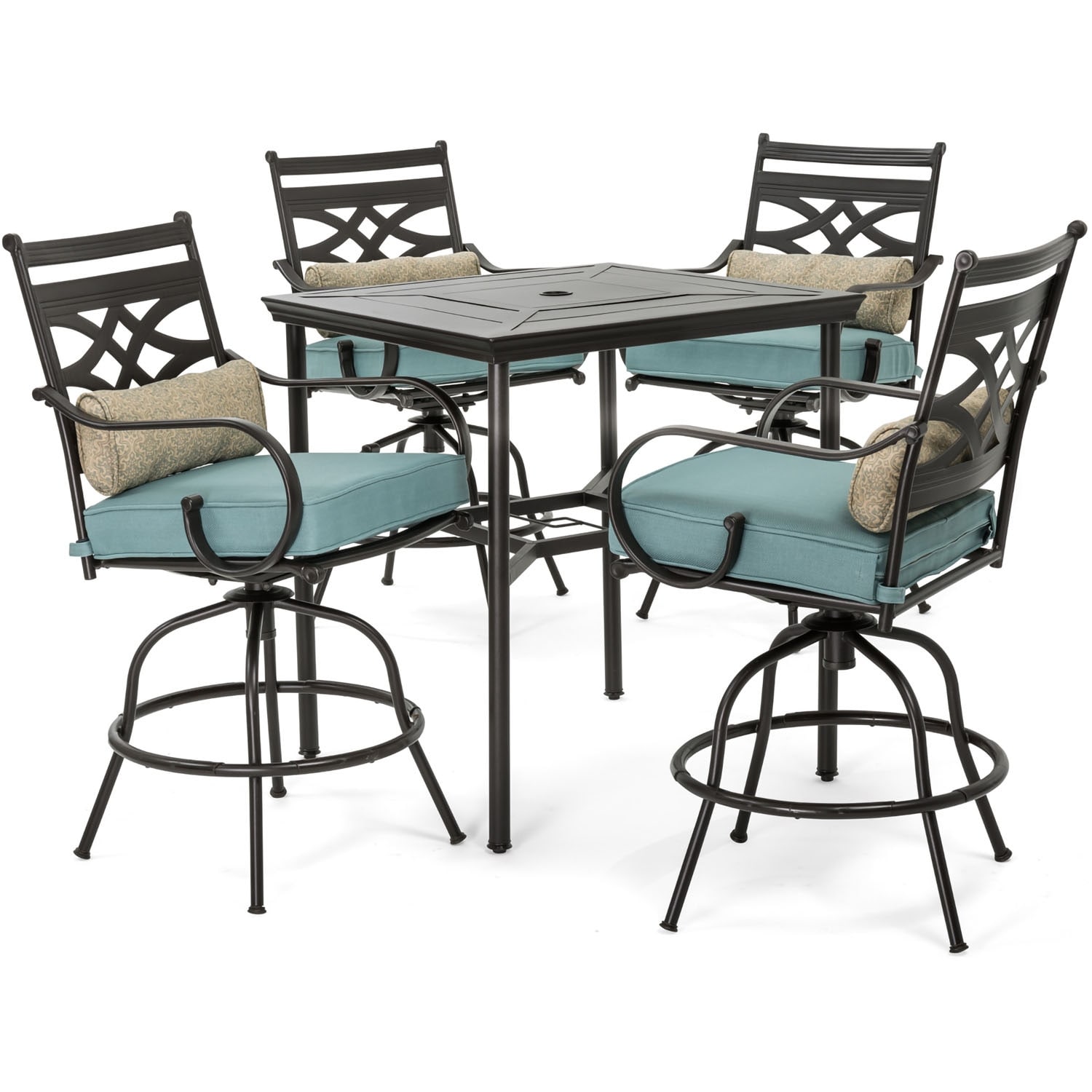 Hanover Montclair 5 Piece High Dining Patio Set 4 Chairs Table