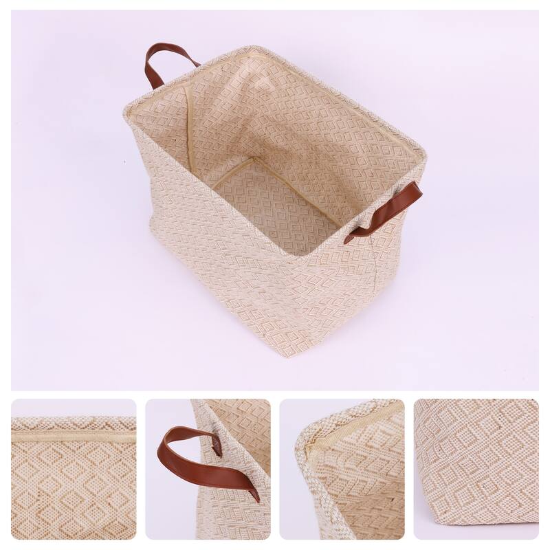 Fabric Storage Cube with Handles, Storage Bin for Shelves Closet, Storage Basket for Organizing Clothes Books - 15*10.5*11in - Brown Square