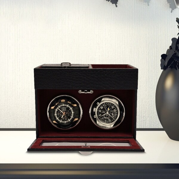 Erskine Watch Winder for 2 Automatic Watches Black Storage Box