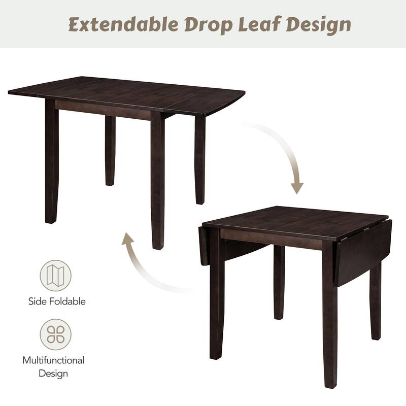 Espresso 3-Piece Breakfast Nook Dining Table Set with Drop Leaf Table & 2 Chairs