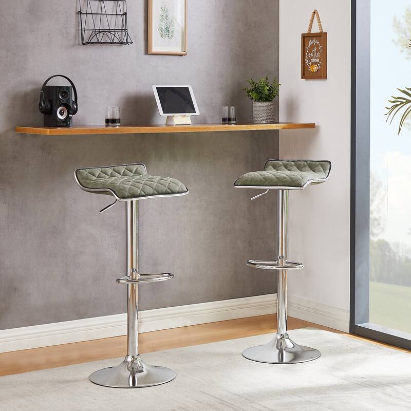 VECELO Barstools Adjustable Height Faux Leather Backless Modern Swivel Bar Stools (Set of 2)-Five colors