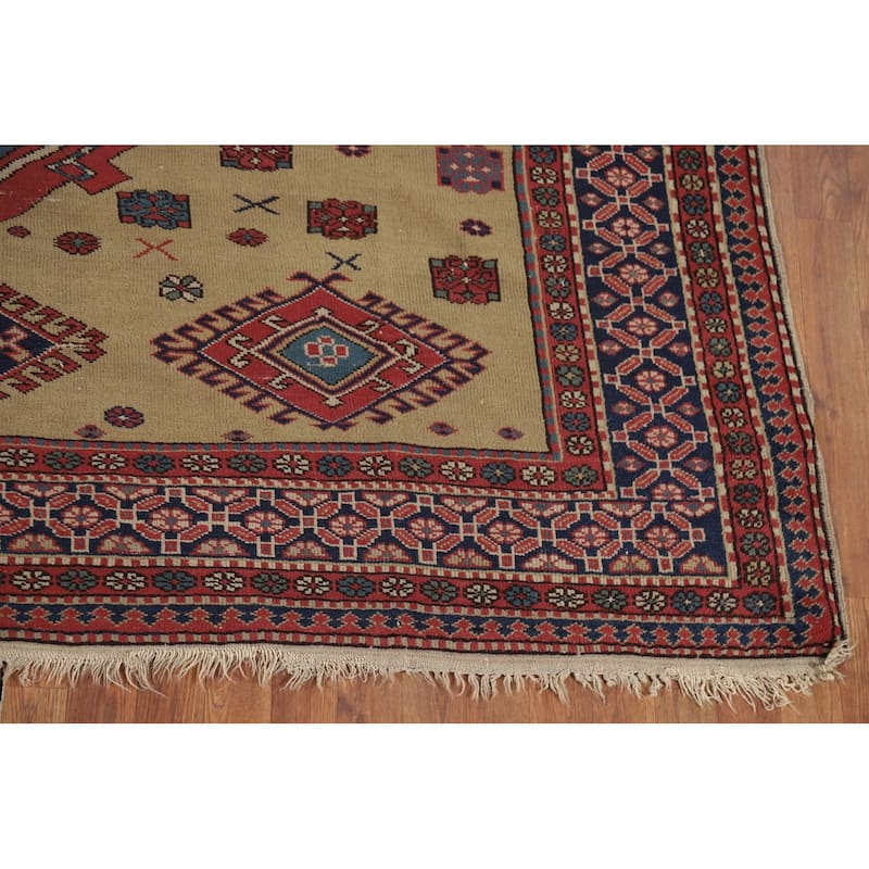 Kazak Vegetable Dye Antique Area Rug Handmade Wool Carpet - 7'9" x 9'3"