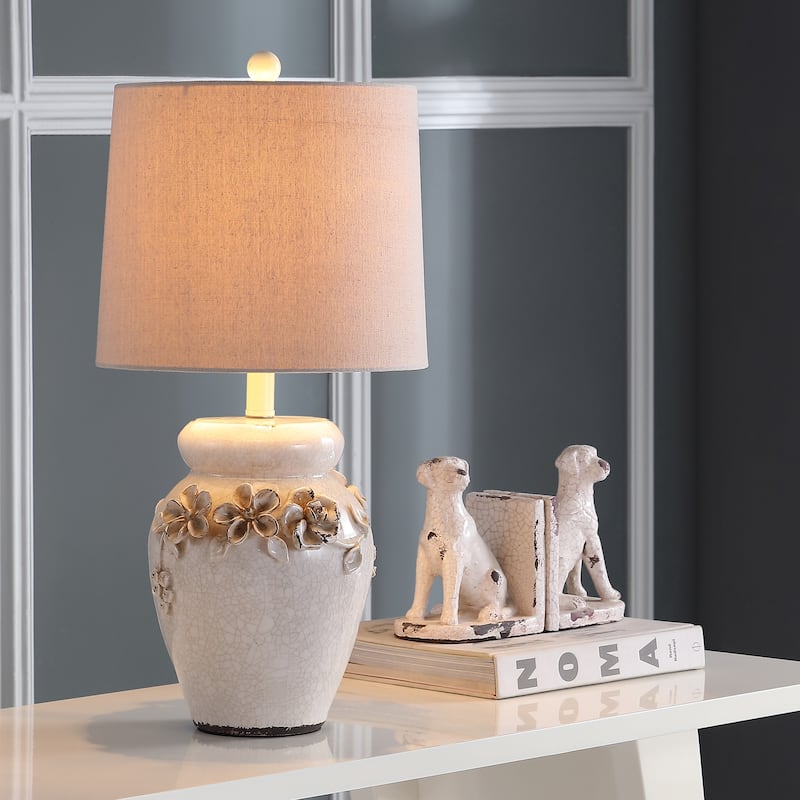 SAFAVIEH Lighting 24-inch Raised Floral Garden Table Lamp (Set of 2) - 12"x12"x24"