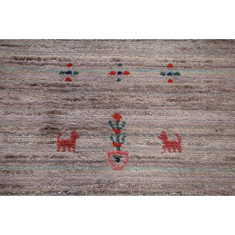 Striped Gabbeh Indian Area Rug Handmade Wool Carpet - 9'0"x 11'8"