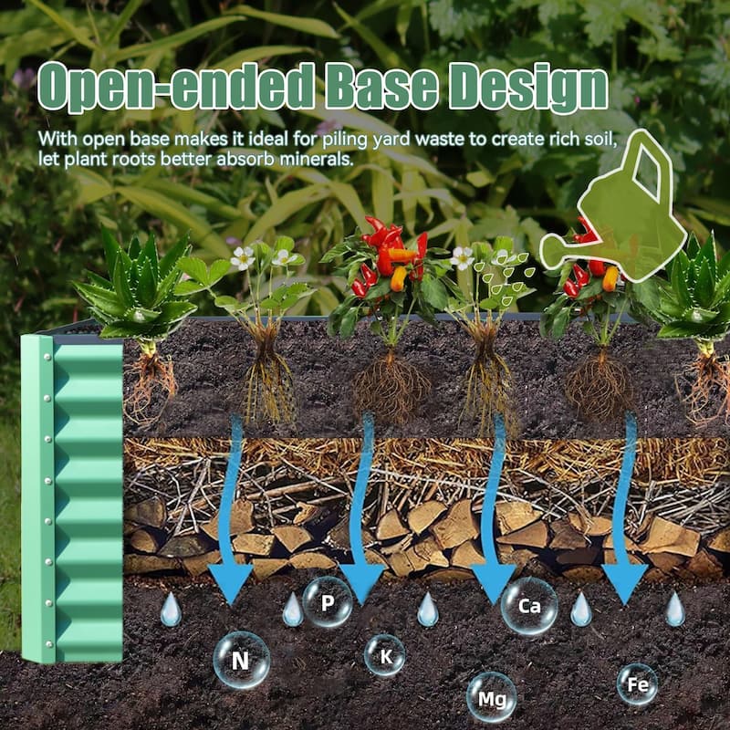 Galvanized Raised Garden Bed Outdoor Planter Garden Boxes Large Metal Planter Box for Gardening Vegetables Fruits Flowers