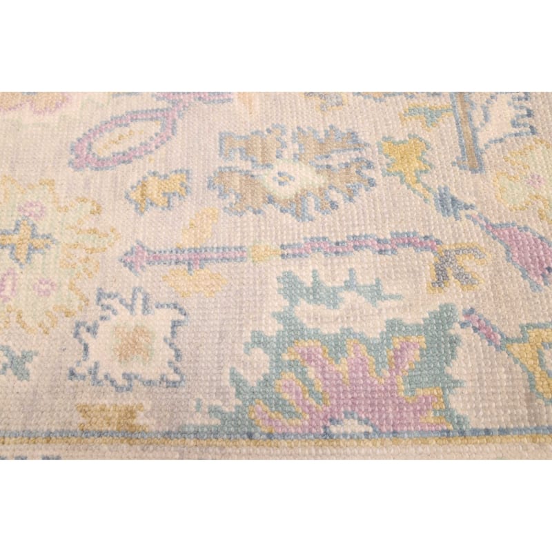 ECARPETGALLERY Hand-knotted Modern Oushak Light Grey Wool Rug - 2'7 x 8'0