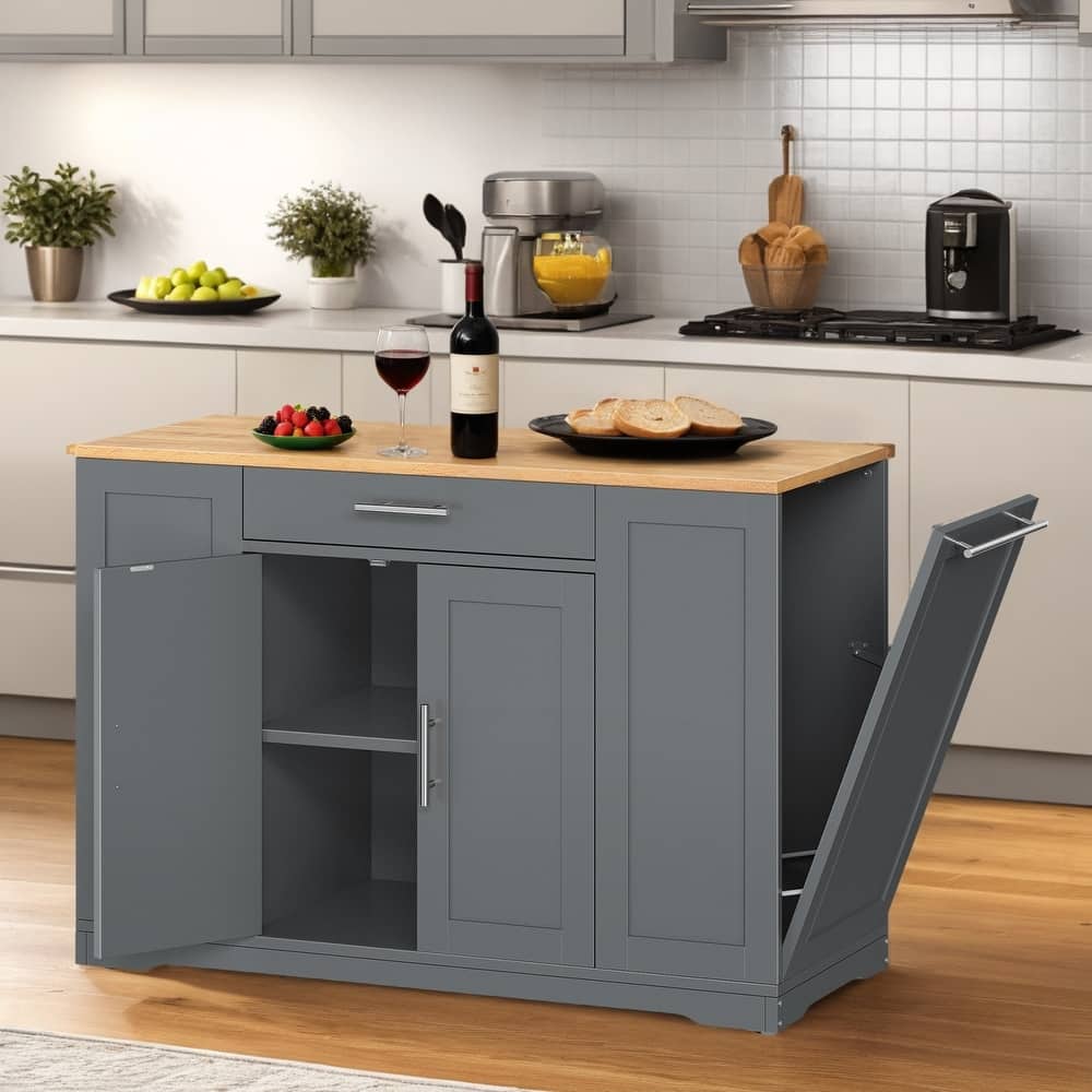 53-inch Rolling Kitchen Island Portable Mobile Kitchen Cart