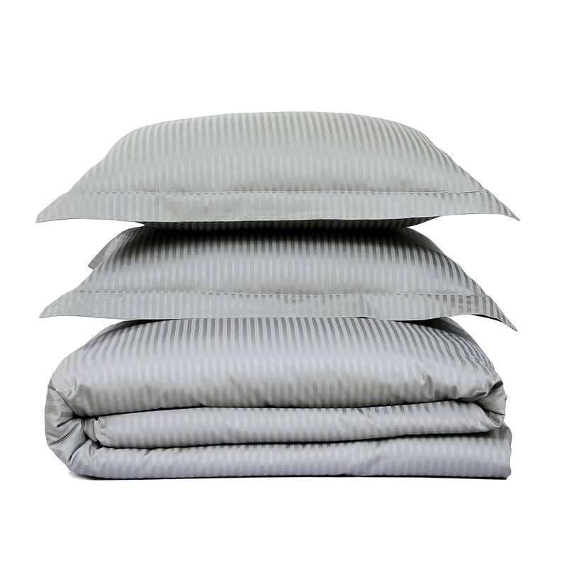 Feather & Stitch 500 Thread-Count Luxury Duvet Cover Set - Full/Queen - Grey