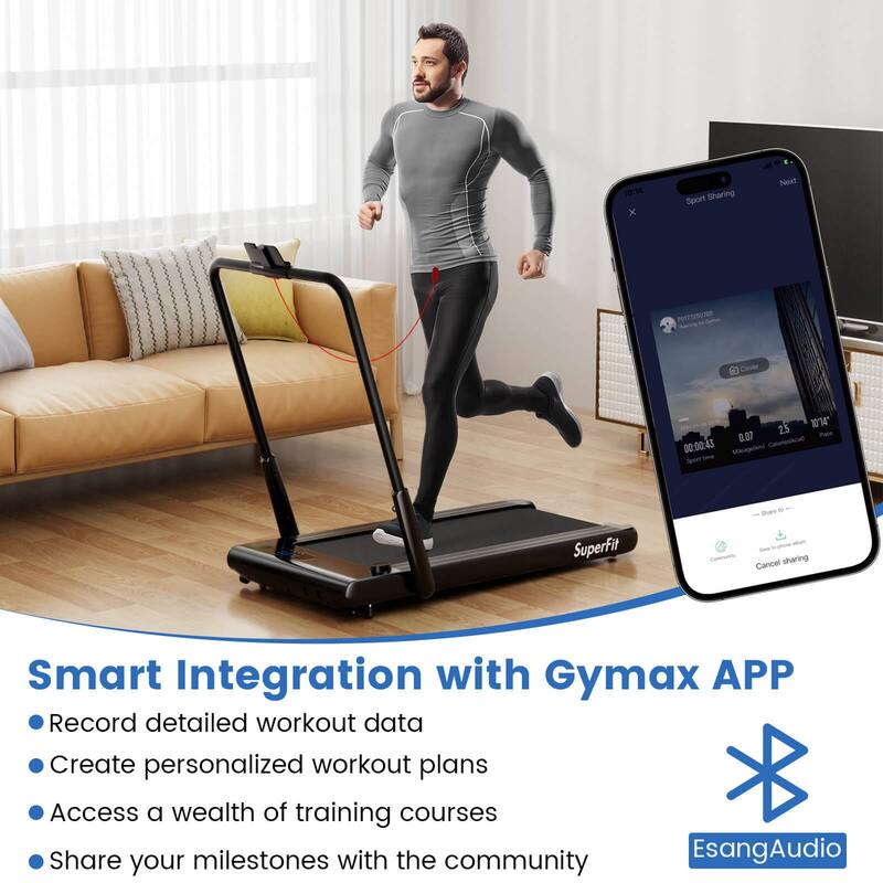 Superfit 3-in-1 Folding Treadmill with Smart Apps Remote Control LED - See Details