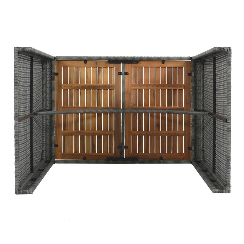 5-Piece Outdoor Bar Set with Patio Stools and Rattan Table Pub Height Wicker Furniture, Removable Cushions for Gardens or Pools