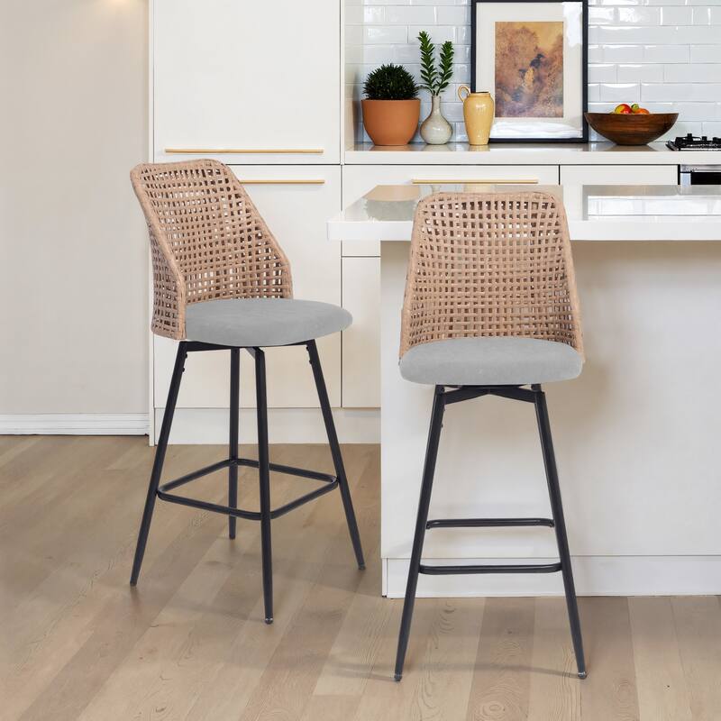 28.7"H Swivel Bar Stools/ Counter Stools with Metal Legs - Set of 2 - Light Grey