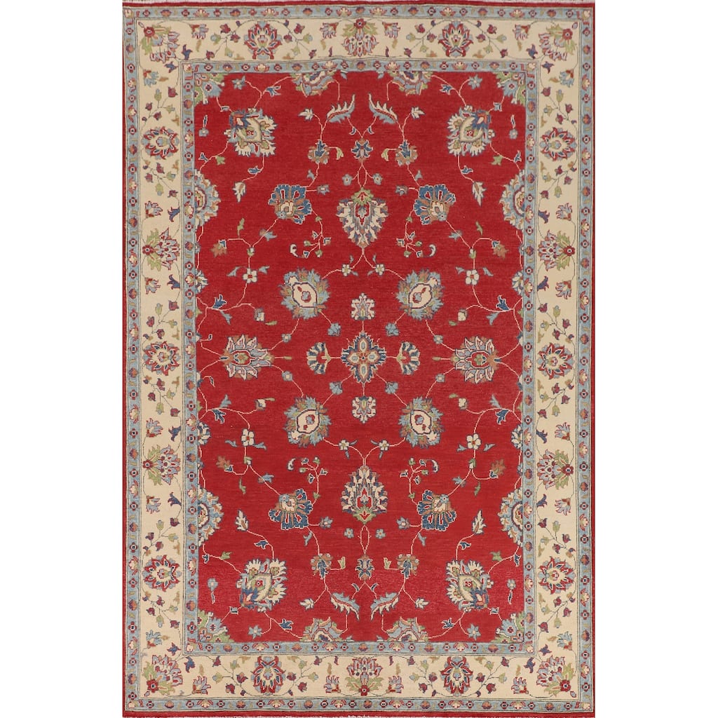 Red Oushak Oriental Area Rug Handmade Wool Carpet - 6'7" x 9'8"