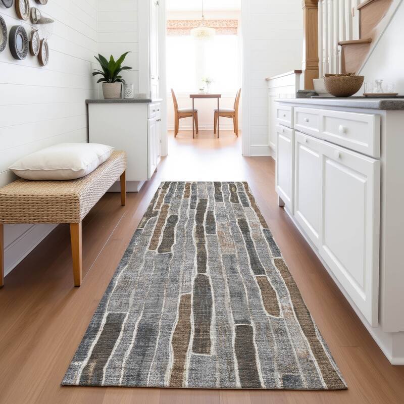 Premium Washable Super Soft Modern Stripes Mayfield Rug - Pewter - 2'3" x 7'6"