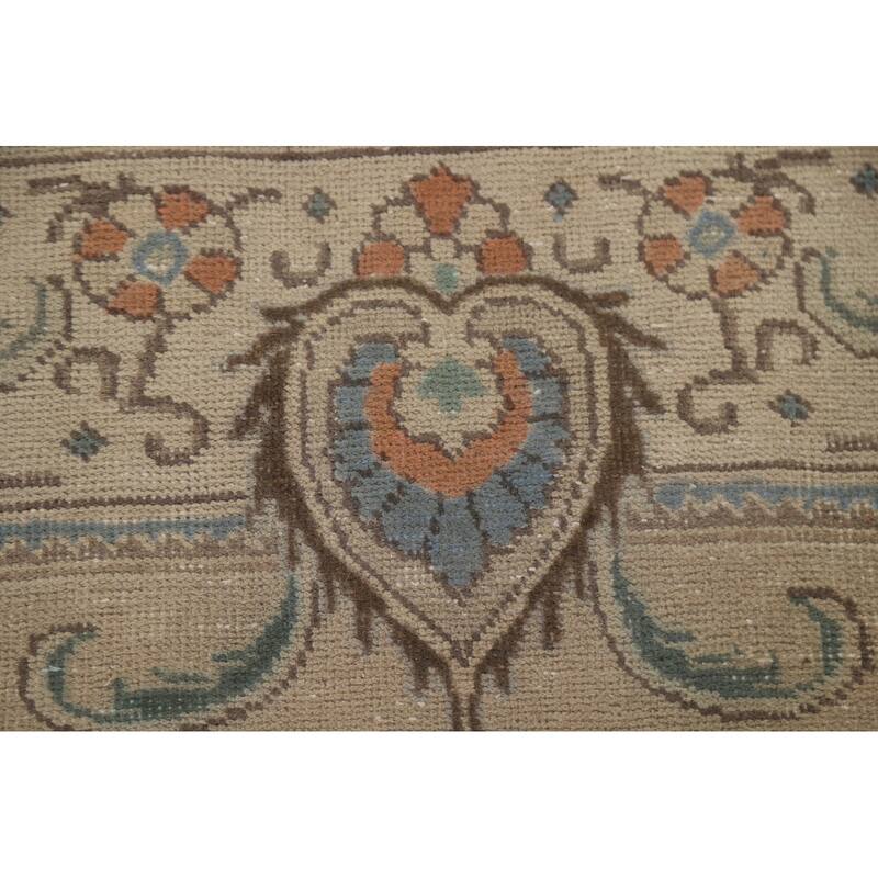 Hand Knotted Oriental 100% Wool Carpet Traditional Medallion Beige & Ivories Tabriz Area Rug - 12' 7'' X 9' 10''