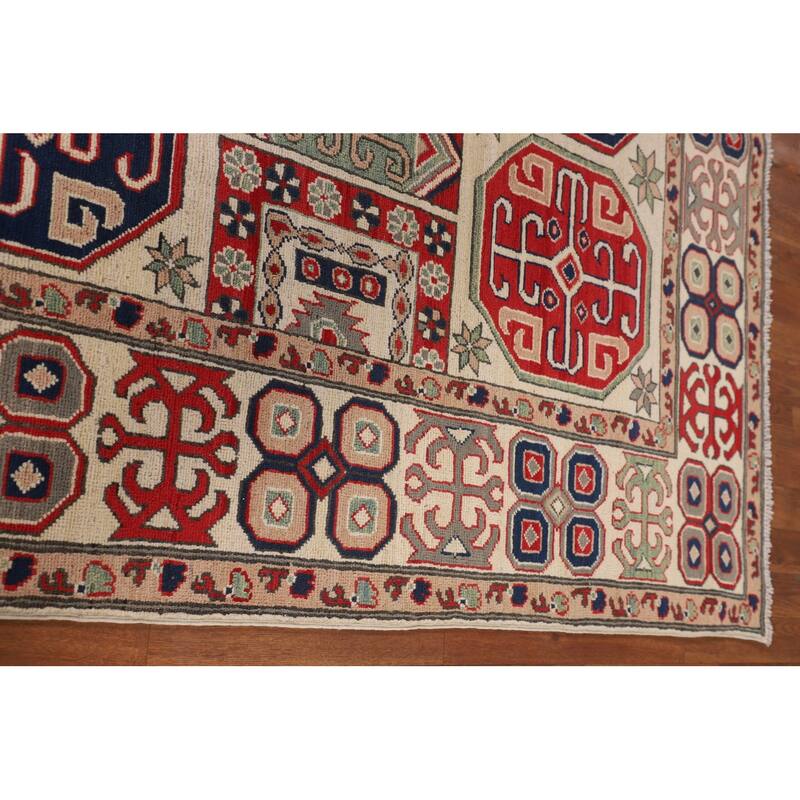 Oriental Beige Kazak Rug Handmade Traditional Wool Carpet - 6'9" x 9'9"