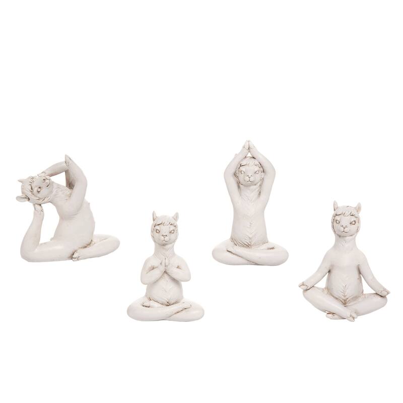 Transpac Resin Yoga Llama Figurine Set of 4 Spring Home Decorations