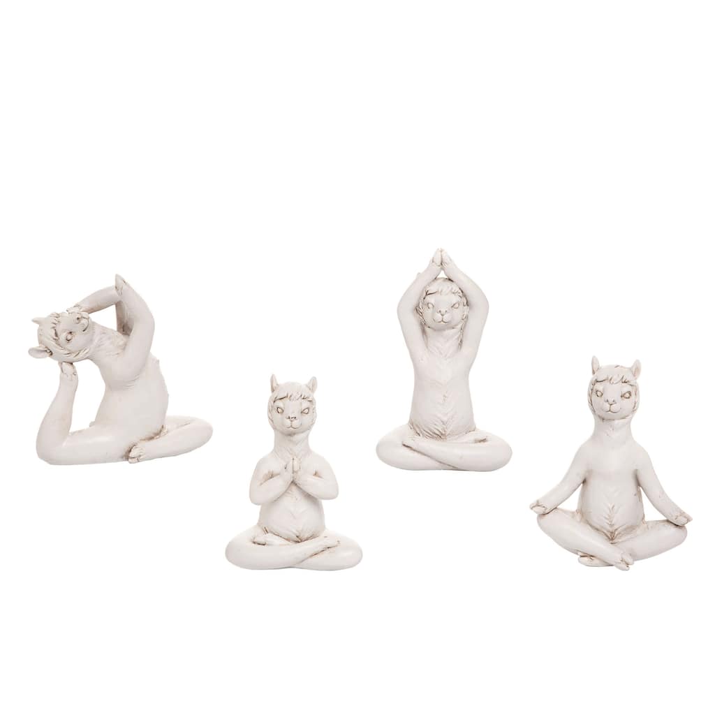 Transpac Resin Yoga Llama Figurine Set of 4 Spring Home Decorations
