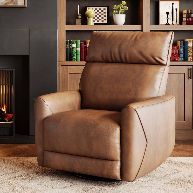 Power Recliner Chair, Swivel Rocker Chair for Adults, Upholstered Fabric Glider Recliner Nursery Chair with USB Ports