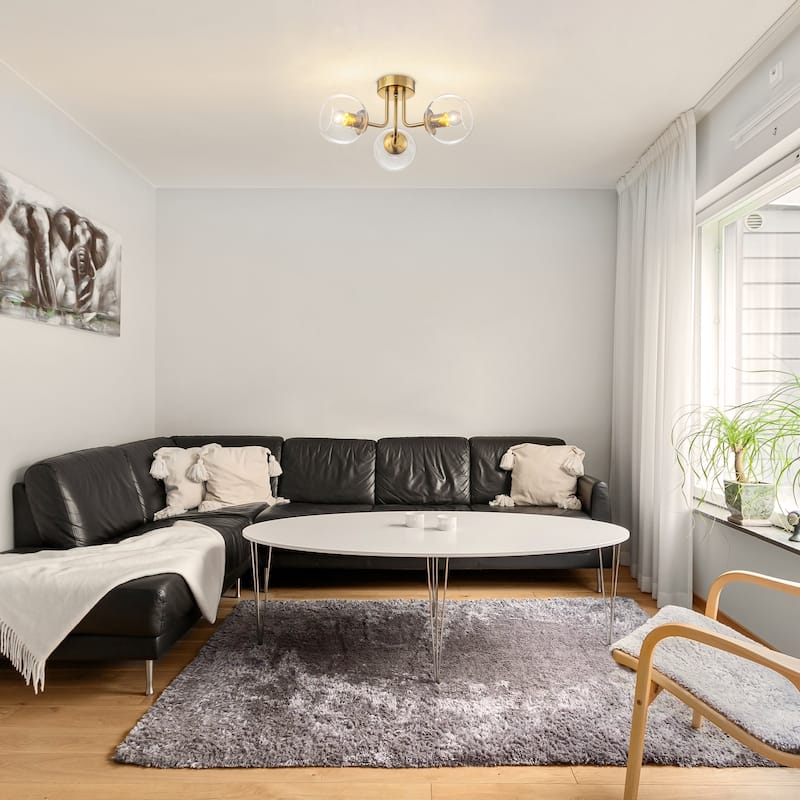 Starsky 3-Light Modern Sputnik Seeded Glass Globes Semi Flush Mount Ceiling Light