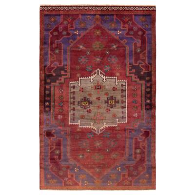 ECARPETGALLERY Hand-knotted Anadol Dark Red Wool Rug - 4'3 x 6'10