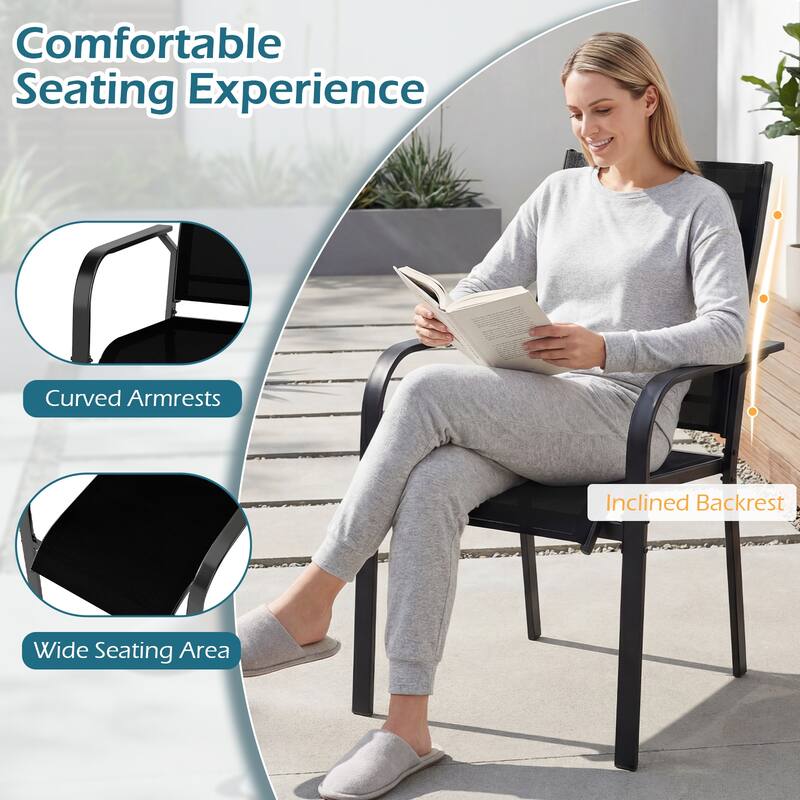 Gymax Patio Dining Chairs Set of 2 w/Metal Frame Breathable Mesh
