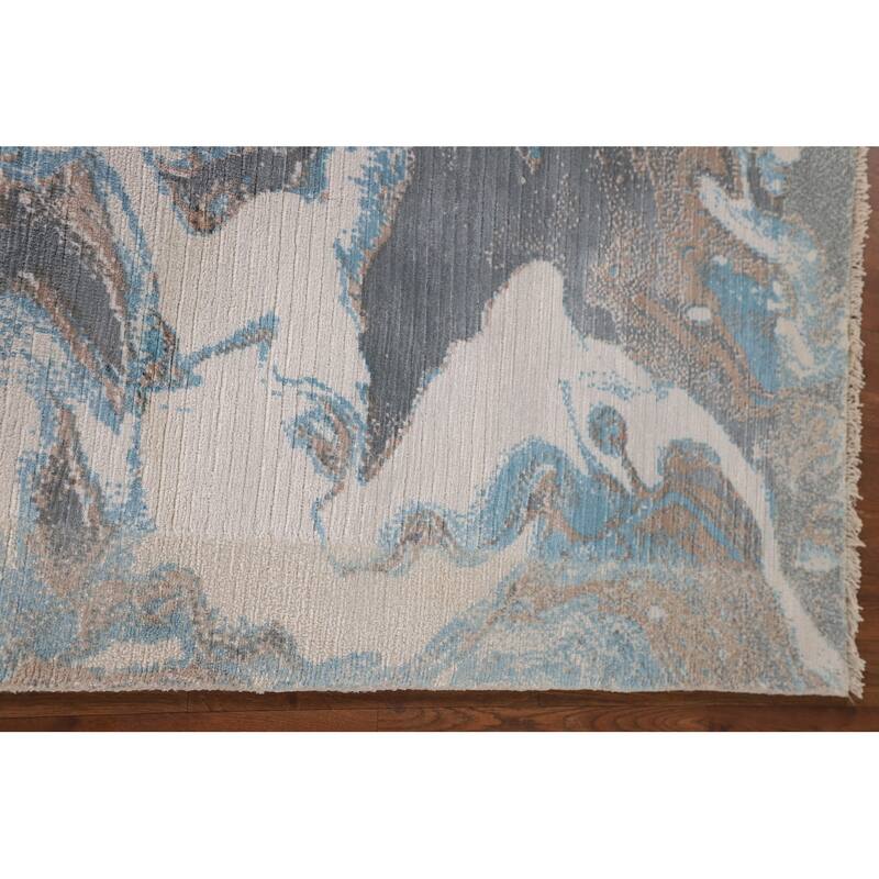 Abstract Oriental Accent Rug Handmade Multi-Color Wool Carpet - 2'8"x 4'9"