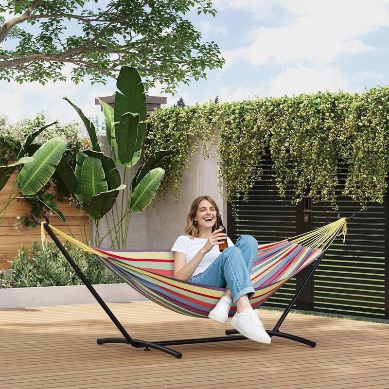 Outdoor Portable Double Hammock for Outside Garden Backyard