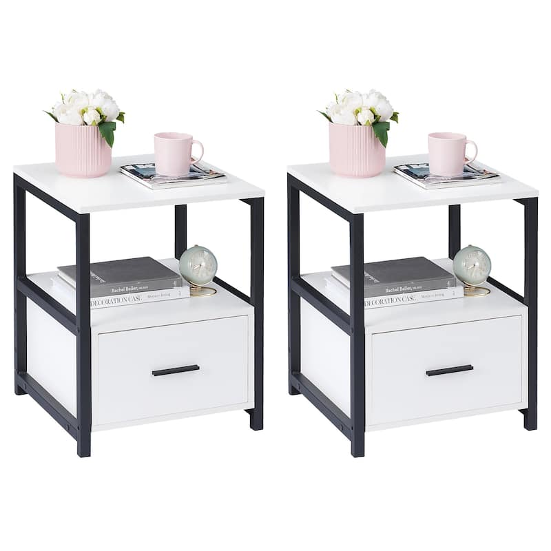 Taomika 3-Pieces Bed Frame and Modern Nightstands Sets
