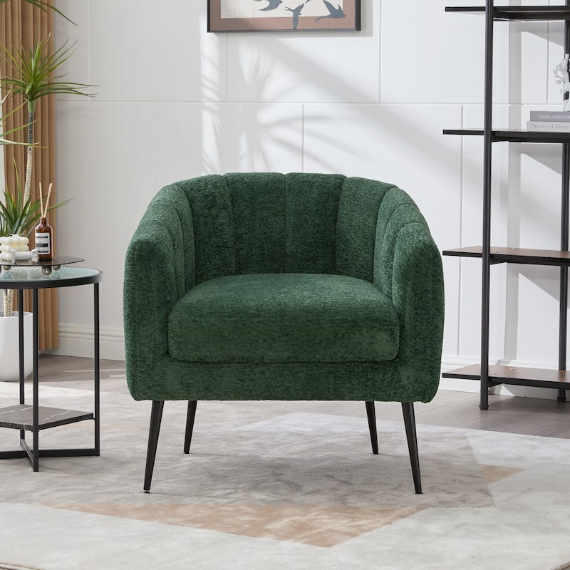 Barrel Chair Side Chair with Metal Legs, Simple Reception Chair Club Chair Upholstered Chair Green Vanity Chair