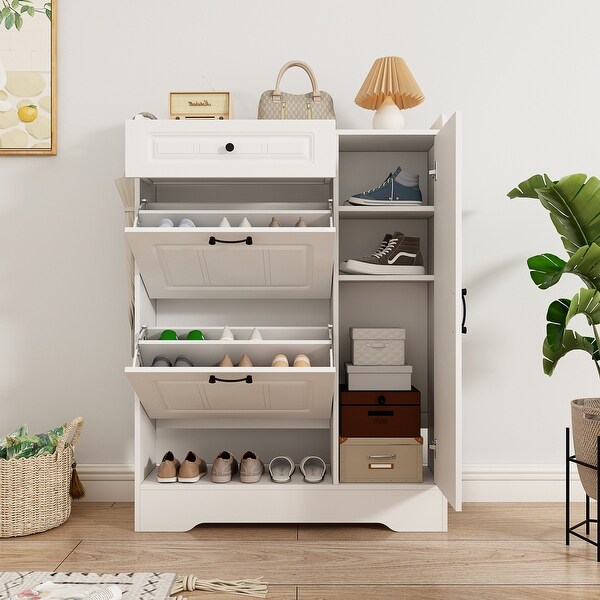 Shoe Cabinet with Door Drawers for 18 Pairs by Kerrogee - Bed Bath