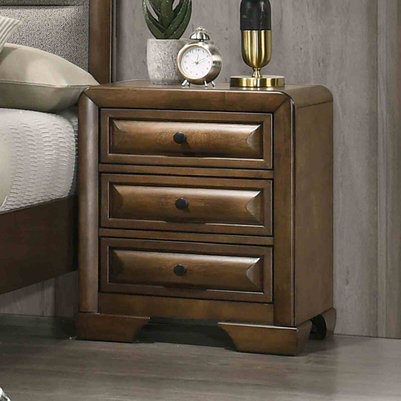Transitional Nightstand - Brown Finish with Cup Pulls & Dovetail Drawers