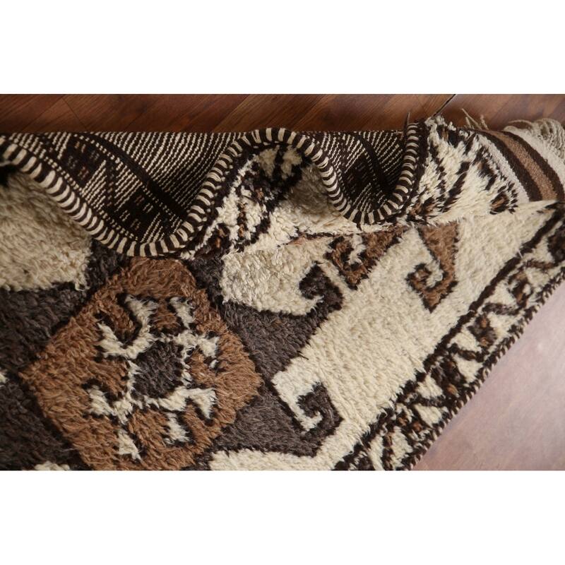 Vegetable Dye Plush Kurdish Turkish Runner Rug Handmade Wool Carpet - 3'1"x 11'3"