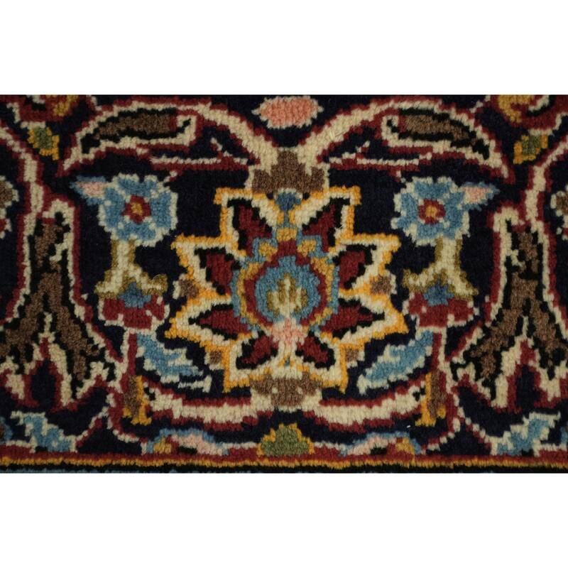 Hand Knotted Oriental 100% Wool Carpet Traditional Floral Red Kashan Area Rug - 9' 11'' X 6' 6''