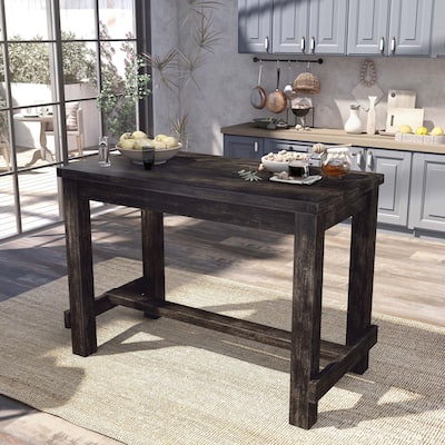 Vevo Rustic Black 60-inch Wide Solid Wood Bar Table by Furniture of America