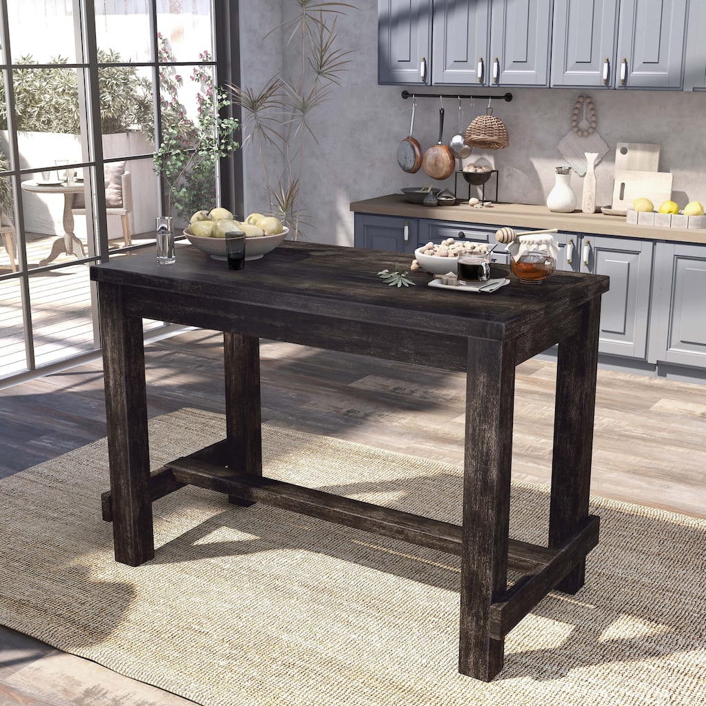 Vevo Rustic Black 60-inch Wide Solid Wood Bar Table by Furniture of America