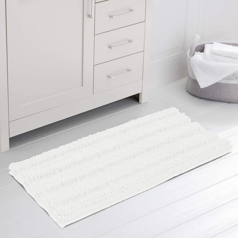 Subrtex Super Soft Absorbent Braided Bathroom Mats Chenille Bath Rugs