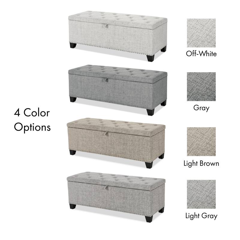 DH Basic Modern Brian 48-inch Rectangular Linen Storage Ottoman Bench by Denhour