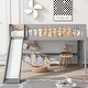 preview thumbnail 3 of 12, Full Size Low Loft Bed with Ladder and Removable Slide, Space-Saving Design, White