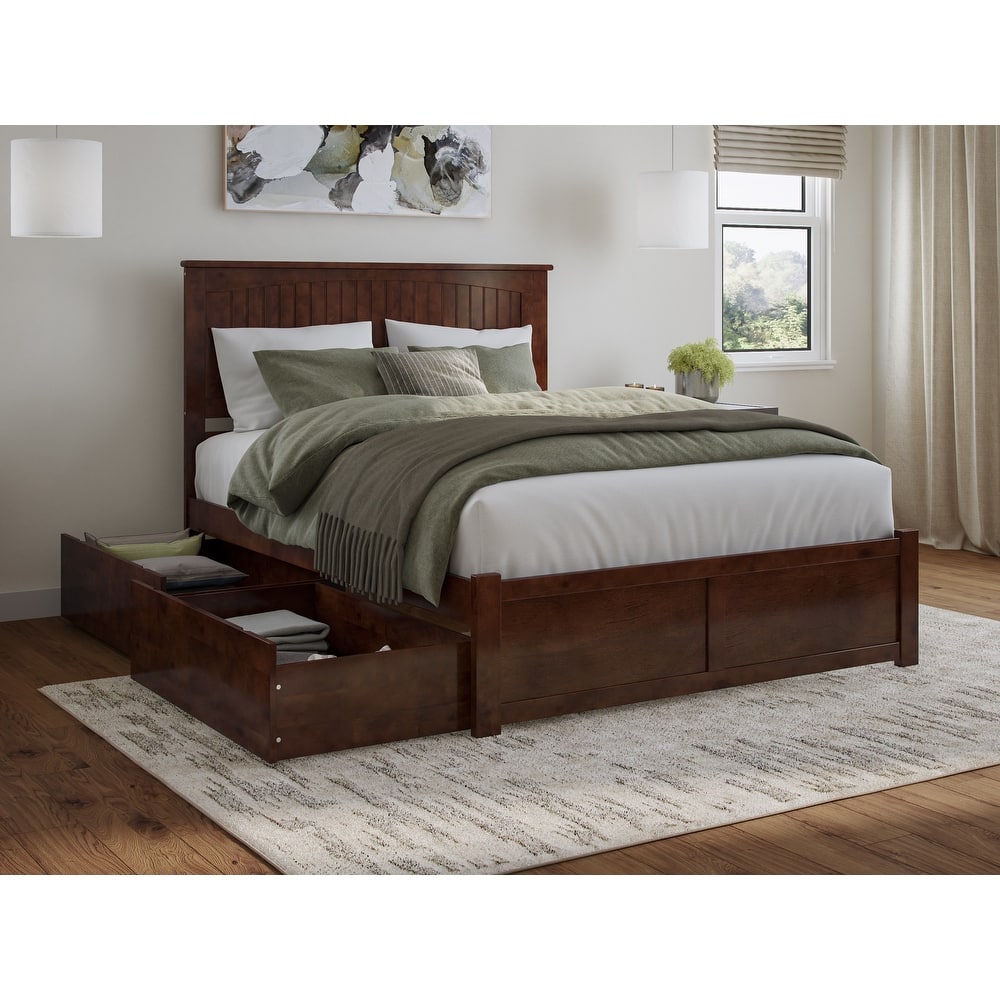 Nantucket Platform Bed with Footboard and Storage Drawers