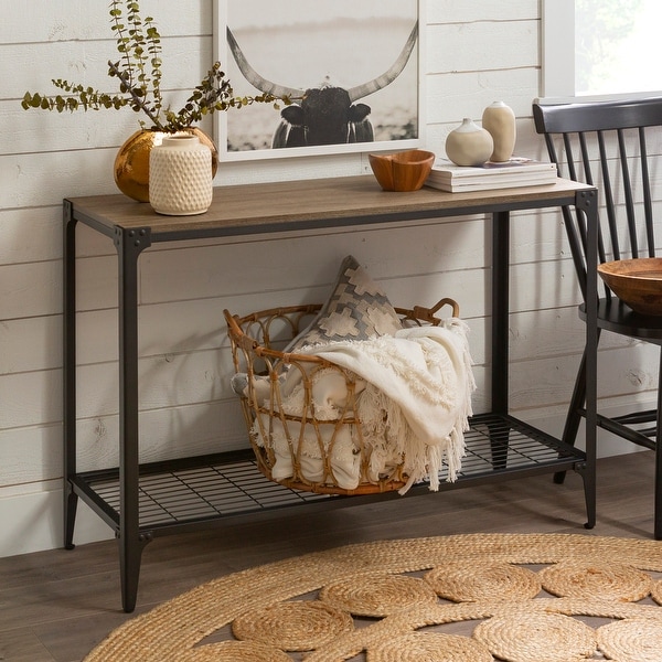 Carbon Loft Witten 44-inch Angle Iron Entry Table - Driftwood. Opens flyout.