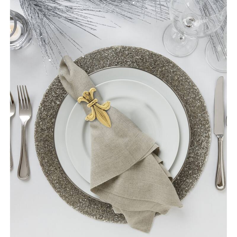 KitchaBon Fleur De Lis Gold Napkin Rings for Table Decor - Set of 6 - 2.15 x 1.3 x 1.65 inches