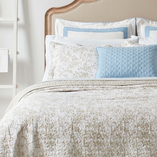 Laura Ashley Amberley Biscuit Reversible Cotton Quilt Set On