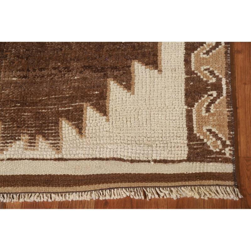 Anatolian Turkish Runner Rug Handmade Beige Wool Carpet - 3'4"x 12'7"