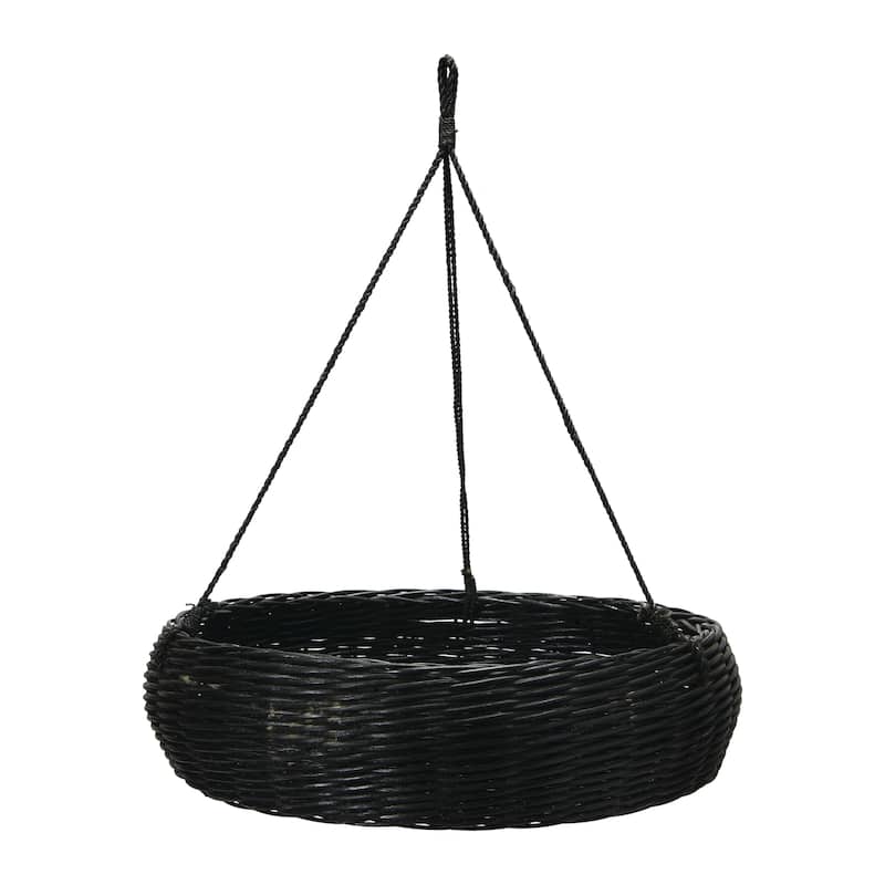 Hand-Woven Hanging Rattan Basket with Jute Rope Hanger - 95% Rattan, 5% Abaca Rope
